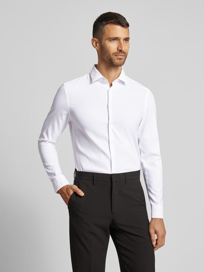 Jake*s Koszula biznesowa o kroju super slim fit z listwą guzikową Biały 4