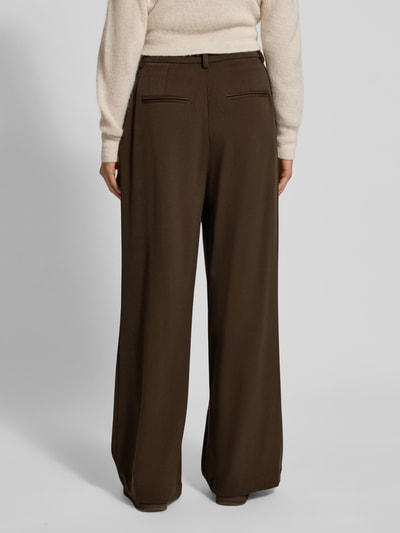 MSCH Copenhagen Spodnie materiałowe z szerokimi nogawkami model ‘Henrika’ Ciemnobrązowy 5