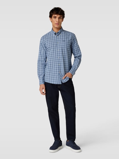 Barbour Tailored fit vrijetijdsoverhemd met rasterruit, model 'Lomond' Bleu - 1