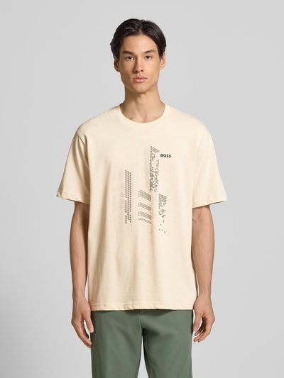 BOSS Green Regular Fit T-Shirt aus reiner Baumwolle Offwhite 4