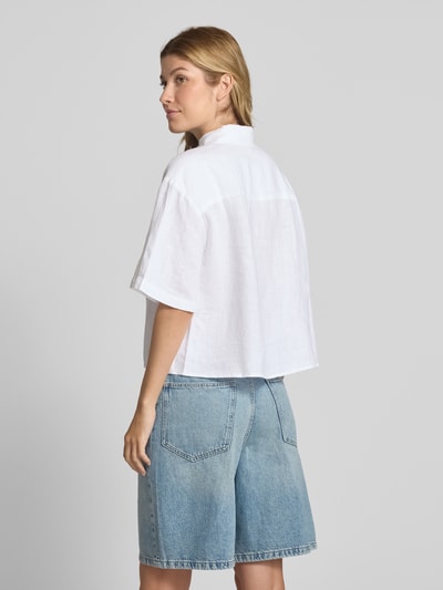 More & More Regular fit linnen blouse met knoopsluiting Offwhite - 5