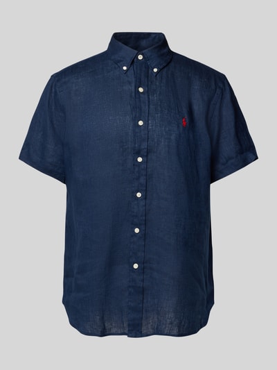 Polo Ralph Lauren Custom Fit Leinenhemd mit Button-Down-Kragen Marine 1