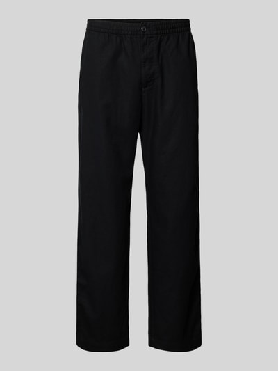 Produktfoto, Leinenhose mit elastischem Bund und Eingrifftaschen von GAP, czarny, mieszanka lnu i bawełny, krój loose fit, szerokość w rozmiarze M 43 cm, długość wewnętrzna nogawki 80 cm