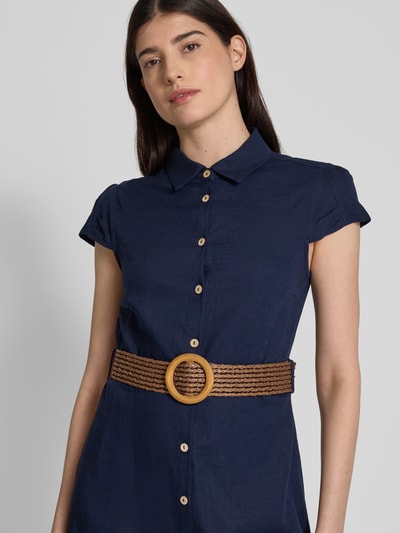 Apricot Minikleid aus Viskose-Leinen-Mix Marine 3