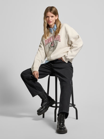 Tommy Jeans Sweatshirt mit Label-Print Offwhite 1