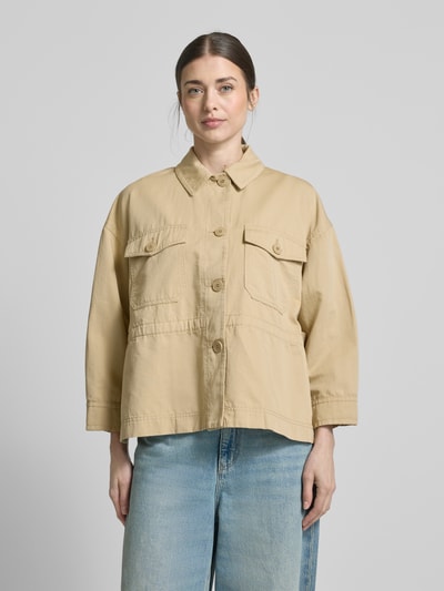 Weekend Max Mara Jacke aus Baumwoll-Leinen-Mix mit Brusttaschen Sand 4