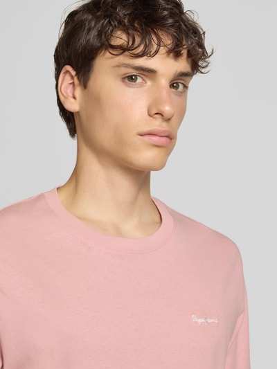Pepe Jeans T-shirt o kroju regular fit z czystej bawełny Różowy 3