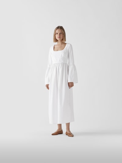 LouLou Studio Maxikleid mit Trompetenärmeln Weiss 1