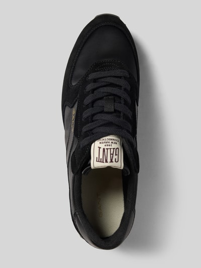 Produktfoto, Sneaker aus echtem Leder mit Logo-Detail Modell 'Beja' von Gant in Schwarz, abgerundete Passform, Profilsohle, Schnürverschluss, Damen, Echtleder, Größe 40, Absatzhöhe 2 cm, Schafthöhe 8 cm, Schaftweite 9 cm