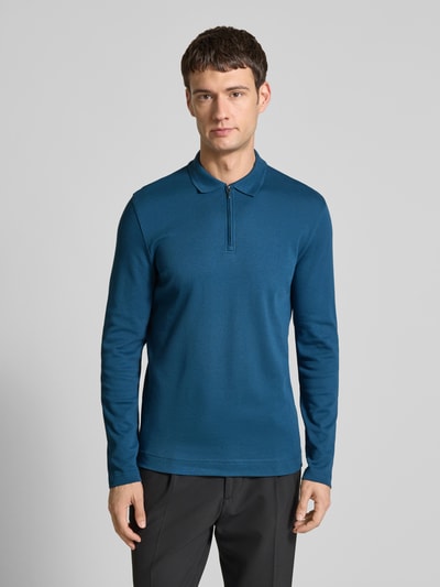 Christian Berg Men Slim Fit Poloshirt mit Reißverschluss Petrol 4