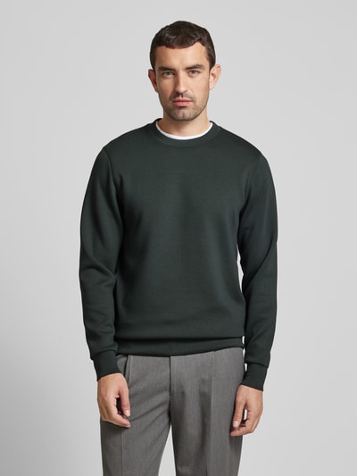 Casual Friday Sweatshirt met ribboorden, model 'Sebastian' Donkergroen - 4