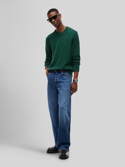 Tommy Jeans Sweter o kroju slim fit z czystej bawełny Ciemnozielony 1