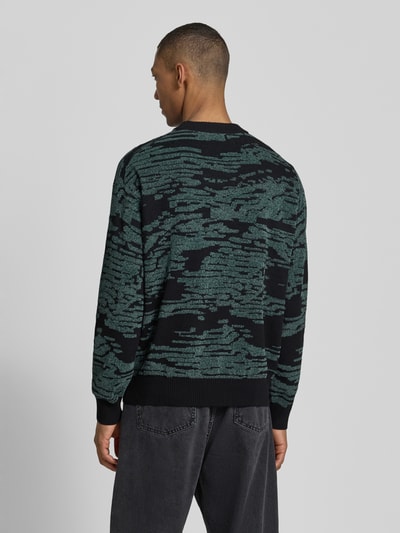 BOSS Orange Krój regular fit sweter dzianinowy z graficznym wzorem żakardowym model 'Andscape' Czarny 5