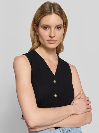 VERO MODA Regular Fit Leinenweste aus Baumwoll-Leinen-Mix Modell 'CAIA' Black 3
