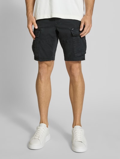Petrol Bermuda met cargozakken en riem Zwart - 4