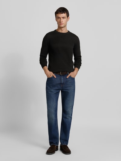 Lindbergh Gebreide pullover met ribboorden Zwart - 1