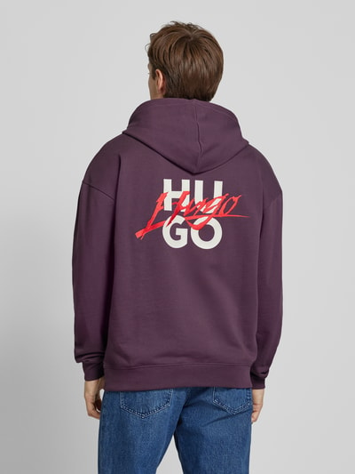 HUGO Hoodie mit Label-Stitching Modell 'Dlogolong' Pflaume 5