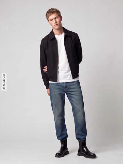 Selected Blouson aus Woll-Mix mit Zweiwege Reißverschluss Black 1