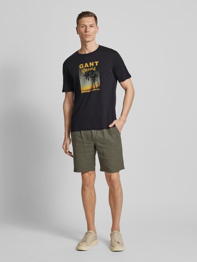 Gant T-shirt met label- en motiefprint Zwart - 1