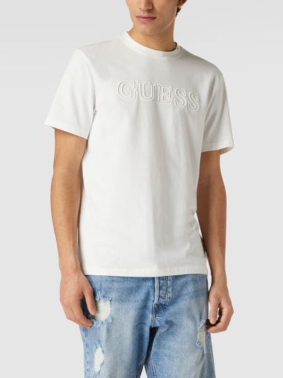 Guess T-shirt z nadrukiem z logo Złamany biały 4