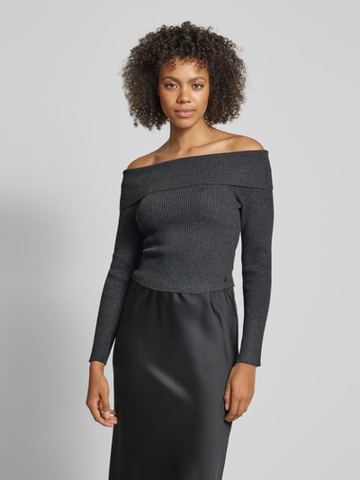 Guess Gebreide pullover in off shoulder-design, model 'NINA' Antraciet gemêleerd - 4