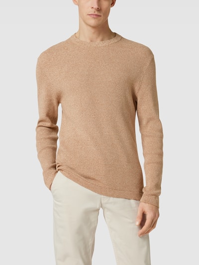 SELECTED HOMME Regular Fit Strickpullover mit Strukturmuster Modell 'ROCKS' Beige 4