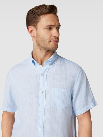 Gant Regular Fit Freizeithemd aus Leinen mit Button-Down-Kragen Hellblau 3