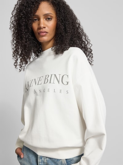 Anine Bing Regular Sweatshirt mit Logo-Print Ecru 3