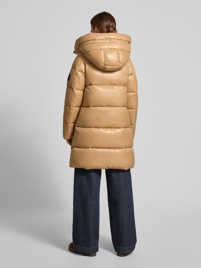 SAVE THE DUCK Płaszcz pikowany z kapturem model ‘BELLA’ Camel 5