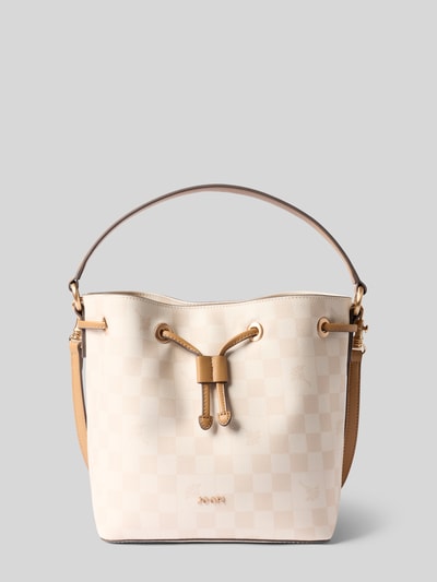 Produktfoto, Handtasche mit Label-Applikation Modell 'franziska matchsack' von JOOP!, kremowa faktura z kratką, karabińczyk, pasek na ramię, szerokość w rozmiarze 1: 31 cm, długość w rozmiarze 1: 24 cm, głębokość w rozmiarze 1: 14 cm, długość paska na ramię w rozmiarze 1: 50 cm