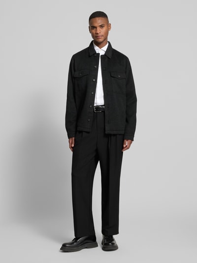 HUGO Loose Fit Hemdjacke mit Umlegekragen Modell 'ENALU' Black 1