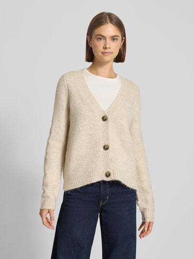 Only Loose Fit Strickjacke mit V-Ausschnitt Modell 'ZOEY' Ecru Melange 4