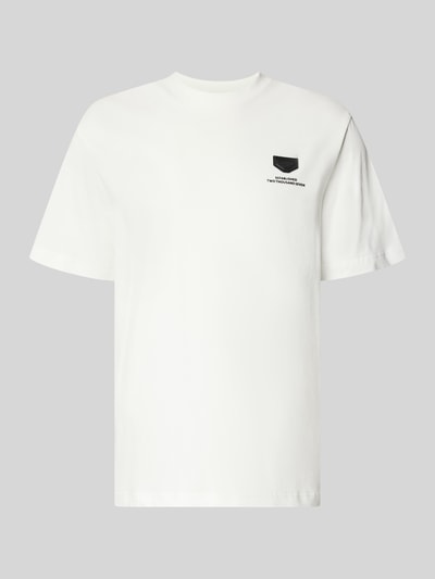 Produktfoto, Relaxed Fit T-Shirt aus reiner Baumwolle von Antony Morato in Weiß, Rundhalsausschnitt, Logo-Detail, glatte Textur