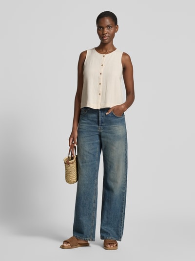 Jake*s Casual Blouse van viscosemix met knoopsluiting Beige - 1