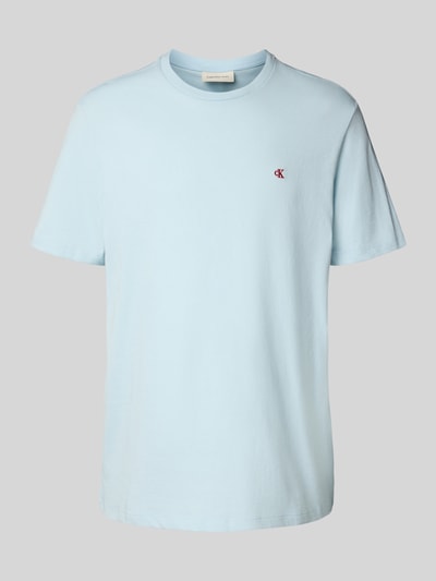 Calvin Klein Jeans T-shirt met geribde ronde hals Lichtblauw - 2