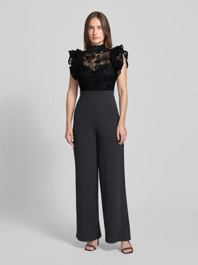 Lipsy Regular Fit Jumpsuit mit floralem Spitzenbesatz Black 4