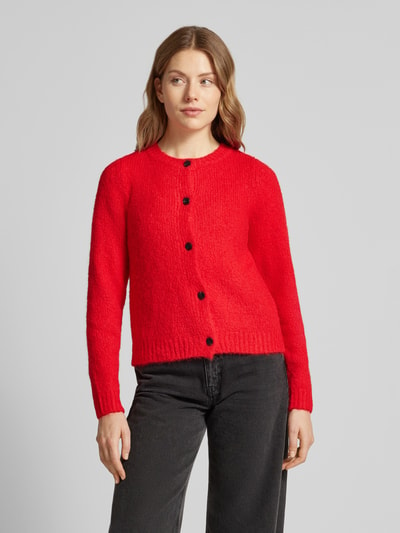 Vero Moda Regular Fit Strickjacke mit Wollanteil und Knopfleiste Modell 'NOVAH' Rot 4