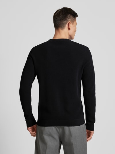 SELECTED HOMME Gebreide pullover met structuurmotief, model 'ROSS' Zwart - 5