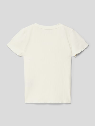 Tom Tailor T-shirt met fijnrib Offwhite - 3