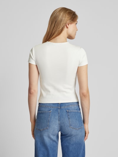 Vero Moda T-shirt z prążkowaniem model ‘CHLOE’ Biały 5