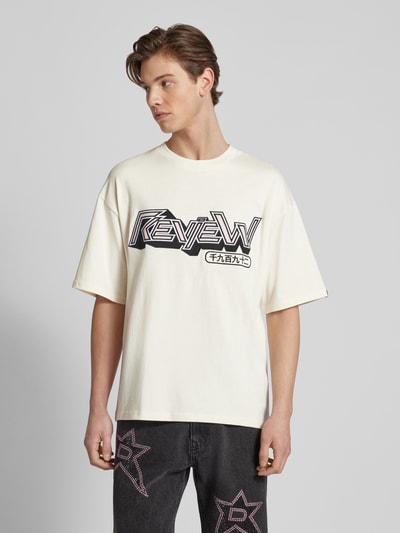 REVIEW T-Shirt mit Label-Stitching Offwhite 4
