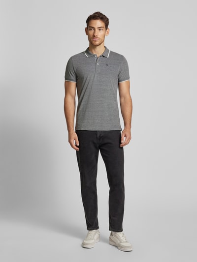 Casual Friday Slim Fit Poloshirt mit Logo-Stitching Modell 'TRISTAN' Anthrazit Melange 1