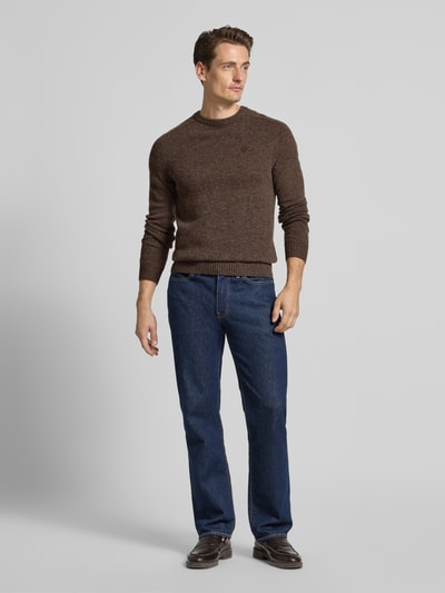 MCNEAL Regular fit gebreide pullover van pure wol Chocoladebruin gemêleerd - 1