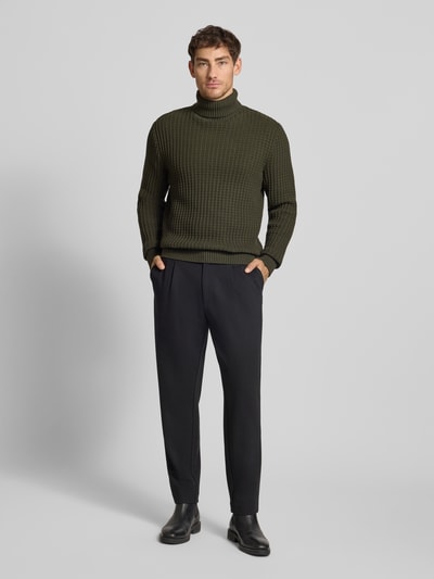 SELECTED HOMME Regular fit coltrui in wafelstructuur, model 'TOM' Donkergroen - 1