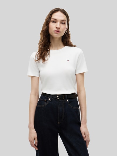 Tommy Hilfiger Slim Fit T-Shirt aus reiner Baumwolle Ecru 4