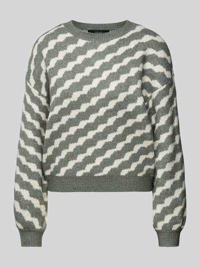 Vero Moda Strickpullover mit diagonalem Streifenmuster Modell 'LARA' Schilf 1