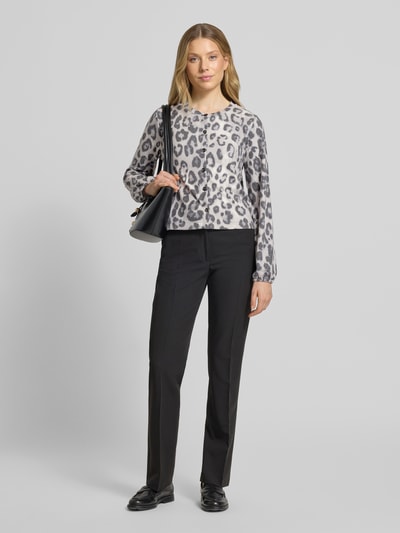 monari Cardigan met ronde hals en knoopsluiting Taupe - 1