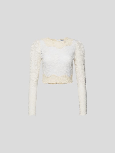 Rabanne Cropped Longsleeve mit Häkelspitze Offwhite 2