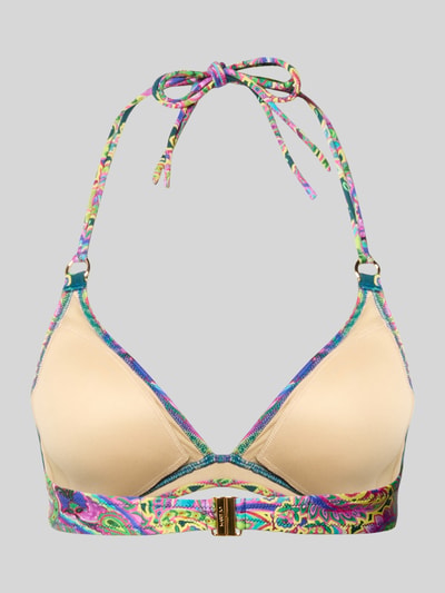 Produktfoto, Bikini-Oberteil mit Allover-Paisley-Print Modell 'Lise' von Marie Jo, elastyczna mieszanka materiałów, kolorowy nadruk paisley, wytłoczone logo