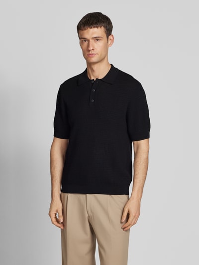 JAKE*S STUDIO MEN Poloshirt  van viscosemix met structuurmotief Zwart - 4